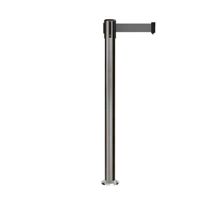 Stanchion Belt Barrier Fixed Base Sat.Steel Post 11ft.Dark Gray Belt